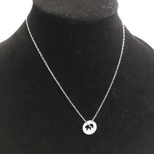 Silver elephant necklace- new- “never forget”